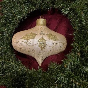 Jumbo Christmas Ornament Kurt Adler Ivory Gold Ivory jeweled